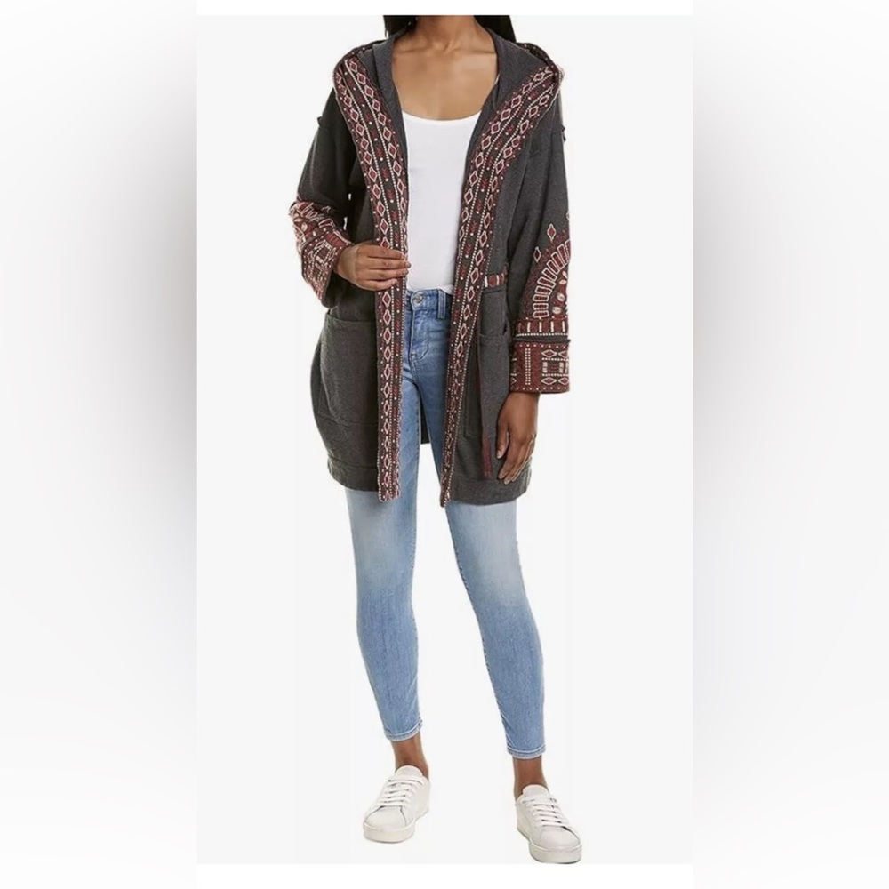 Johnny Was Large embroidered cotton robe jacket